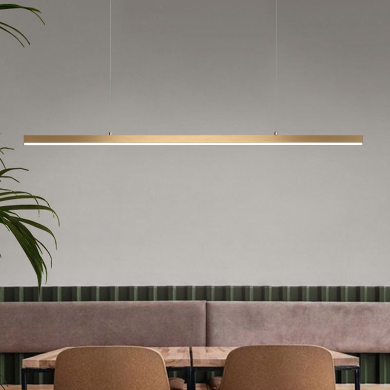 Gold Aluminum Island Lamps Linear Restaurant LED Pendant Lights with Acrylic Shade