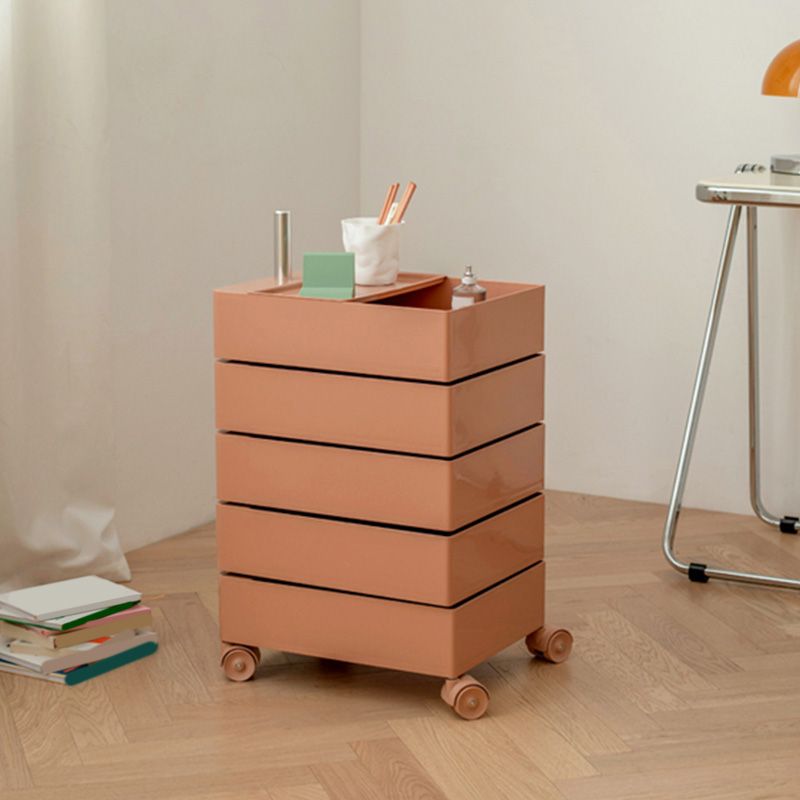 Modern Colored 5 - Drawer Plastic Nightstand Or End Table with Casters