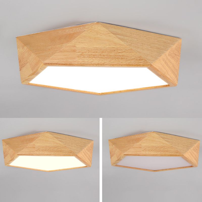Pentagon Hout Flush Mount Plafond Lamp Fixture Nordic Dining Room Flush Mount Verlichting Armaturen