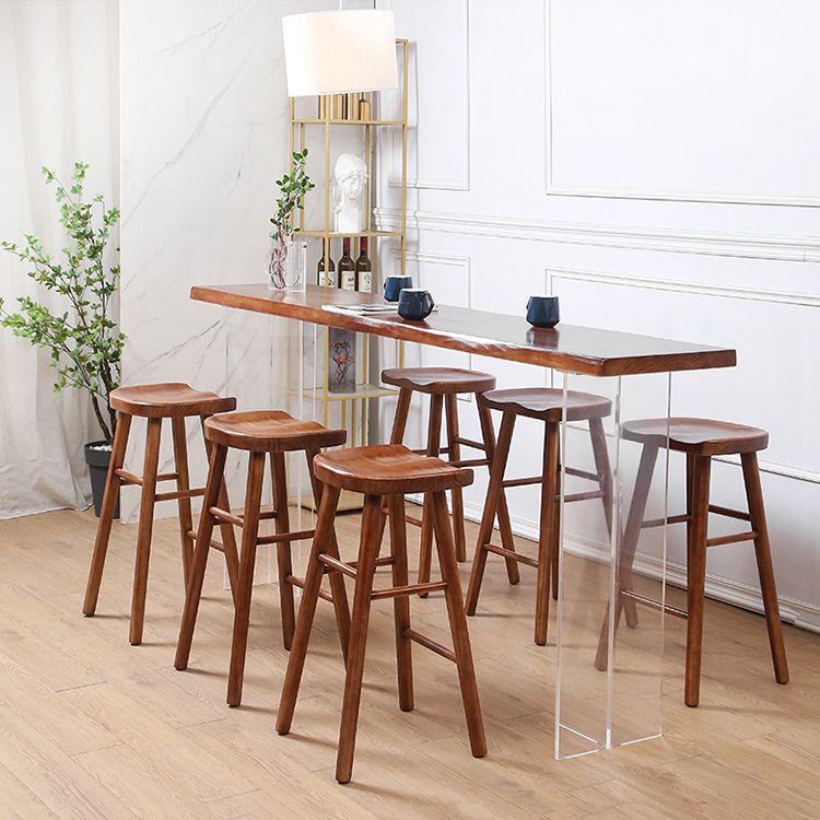 Modern Solid Wood Bar Table Set 1/4/7/9 Pieces Counter Table with Backless Stools
