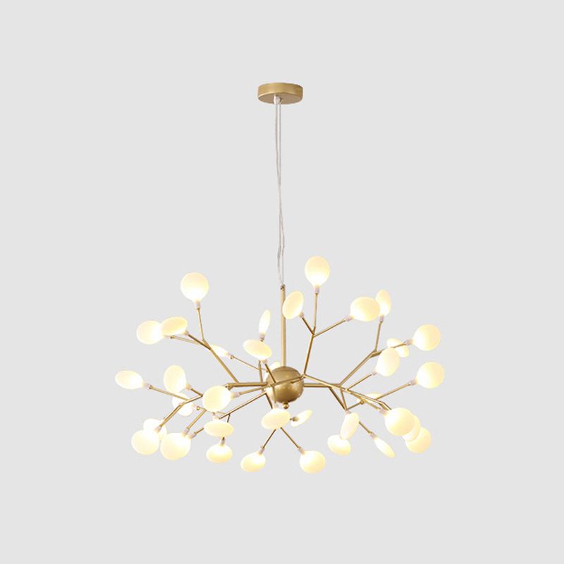 Leaf Chandelier Contemporary Acrylic LED Gold Ceiling Suspension Lamp for Living Room