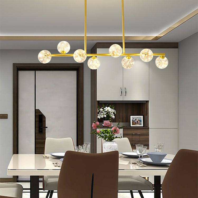 Wrought Iron LED Island Light in Modern Creative Style Glass Globe Pendant Light for Dining Room