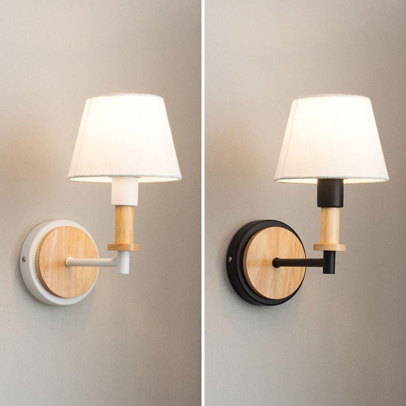 Modern Style Drum Wall Light Sconces Wood 1 Light Wall Mounted Lamps