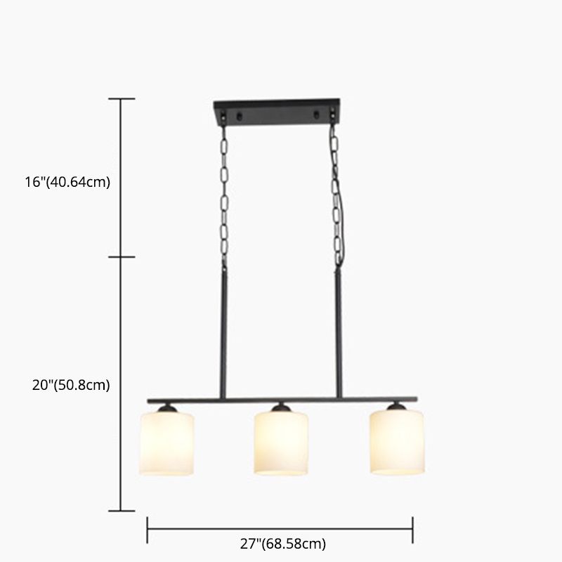 Cylindrical Island Chandelier Lights Contemporary Milk Glass Chandelier Lighting Fixtures for Dining Table