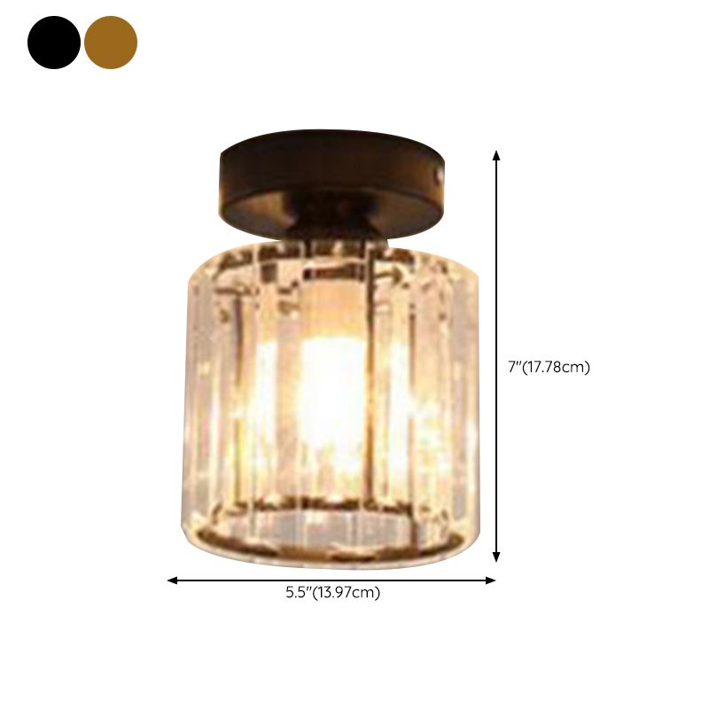 Nordic Crystal Shade Ceiling Lamp Geometric Flush Mount Light Fixture for Bedroom