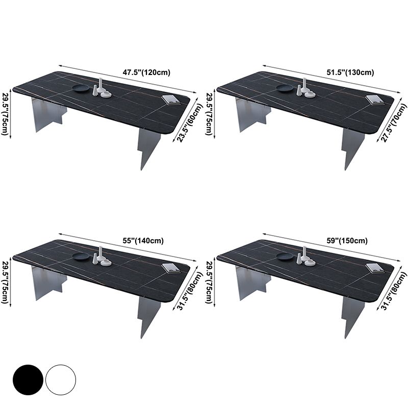 Mesa de comedor rectangular moderna Mesa de comedor de piedra sinterizada con pedestal acrílico transparente