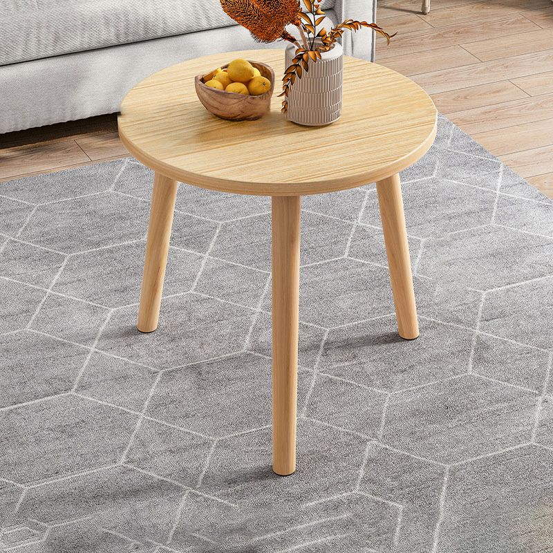 Contemporary Wooden Single Coffee Table 3 Legs Round Cocktail Table