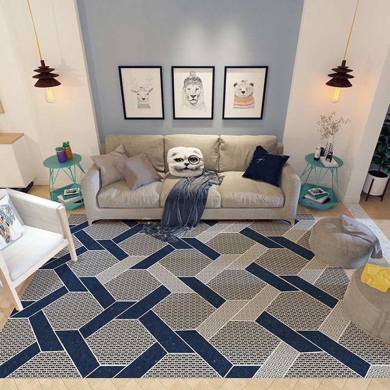 Beige Modern Rug Polyester Graphic Indoor Rug Stain Resistant Rug for Living Room