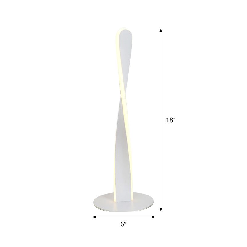 White Spiral Reading Book Light Modernist LED Acrylic Small Desk Lamp for Bedroom