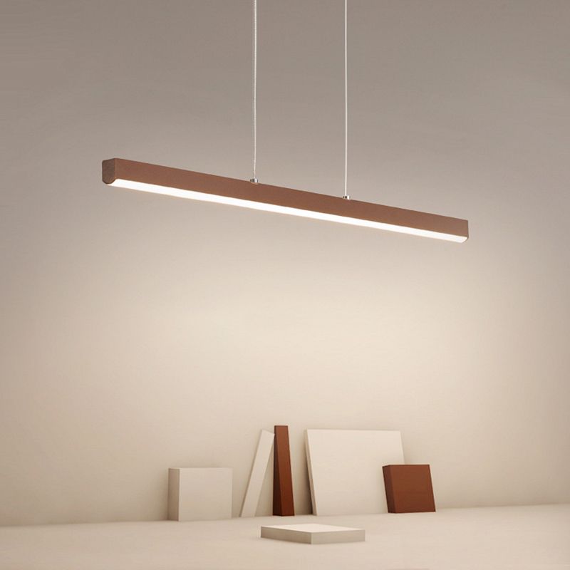1-Licht lineare Inselbeleuchtung zeitgenössische Metallinsel Deckenleuchte in Braun