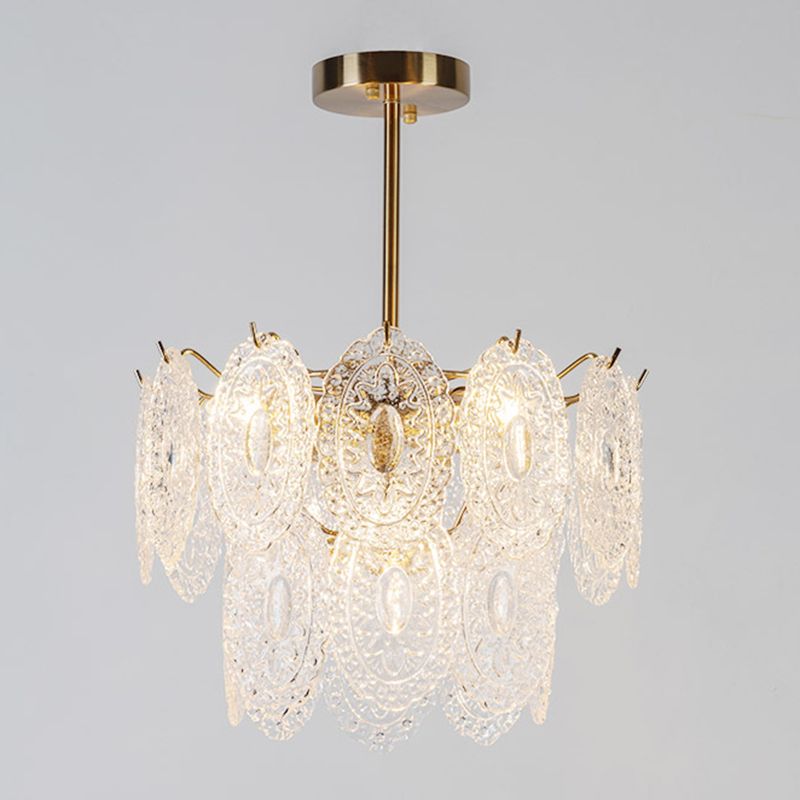 Lustre de style américain lustre luminaire en verre en métal ovale en or