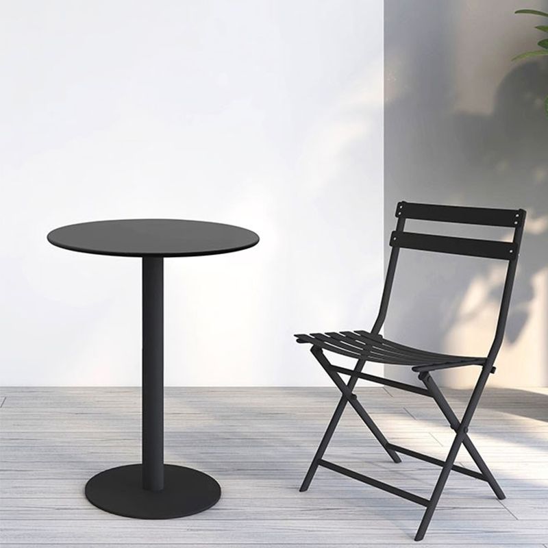 Mid-Century Metal Round Top Side Table Solid Color Pedestal End Table