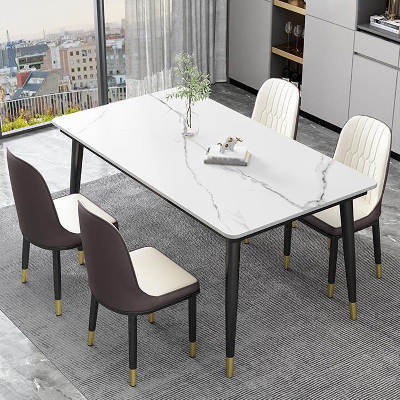 Kitchen Modern Sintered Stone Top Dining Room Furniture Set with 4 Legs Base Dining Set
