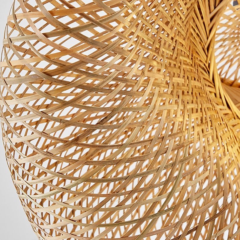 1 Light Bamboo Pendant Light Modern Style Hanging Lamp Fixture for Living Room