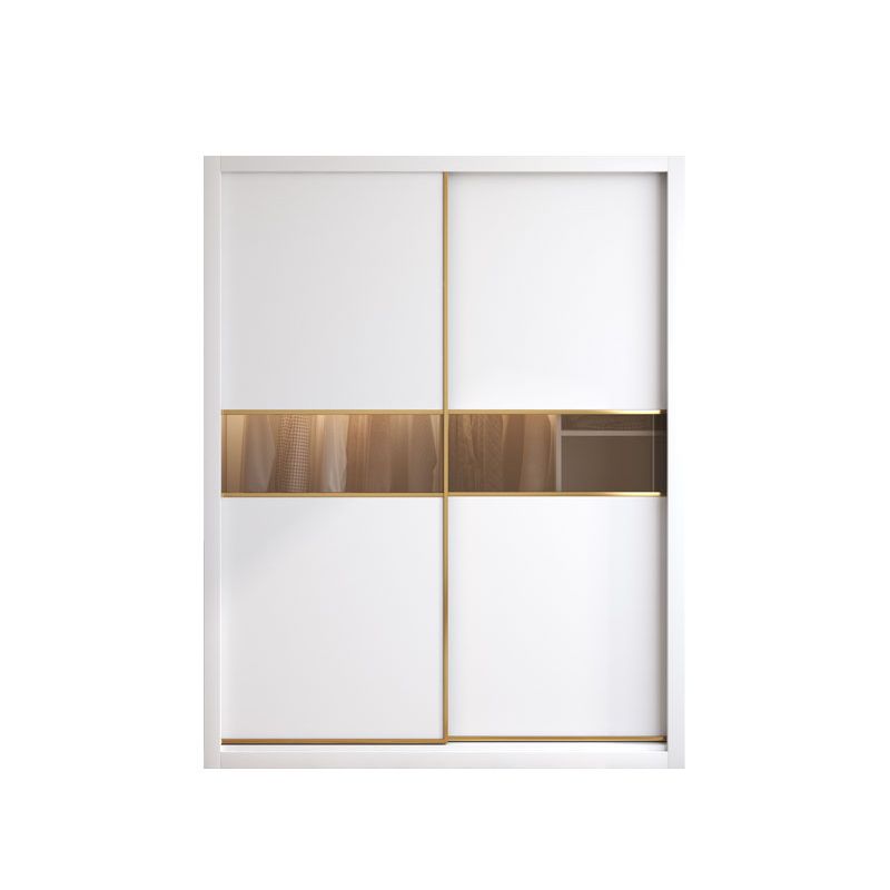 White Sliding Wardrobe Cabinet Engineered Wood Wardrobe Armoire