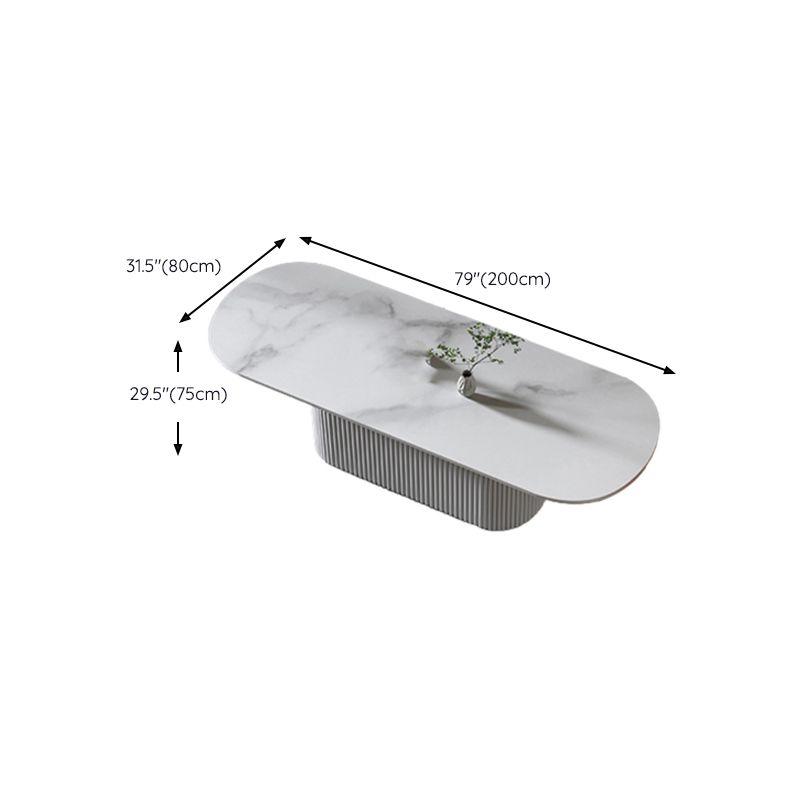 29.25-inch Height Modern Office Desk Stone Oval Writing Desk