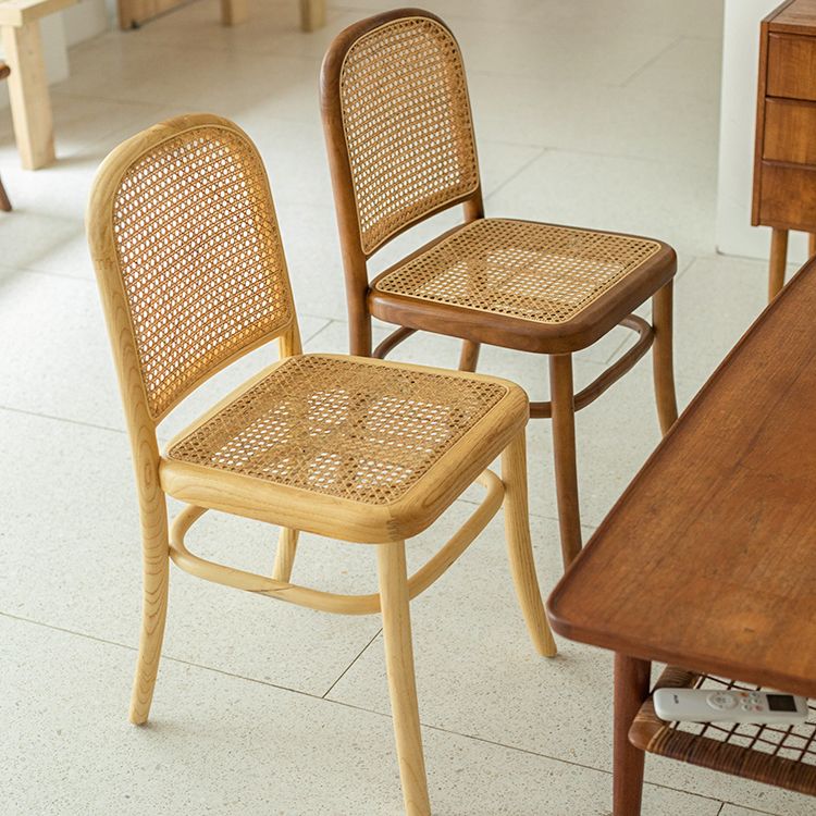 Silla de comedor tradicional sin brazos, sillas laterales con respaldo abierto y patas de madera