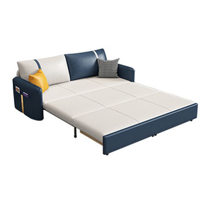 Modern 31.5" H Faux Leather Square Arm Sofa Bed for Apartment