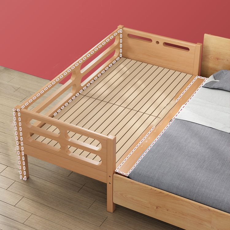 Natural Contemporary Solid Wood Nursery Bed with Guardrail for Bedroom
