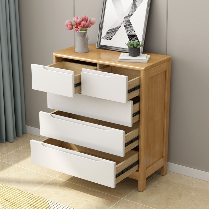 Mid-Century Modern Chest Squared Legs with Drawer Solid Wood Accent Chest
