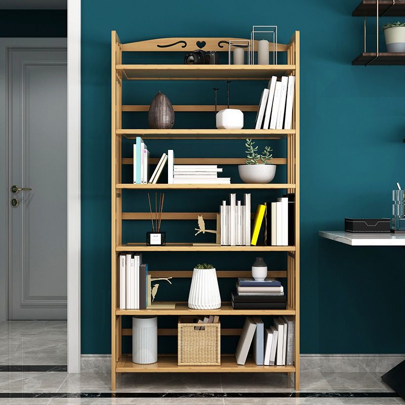 Contemporary Brown Bamboo Shelf Bookcase Open Bookcase for Study Room