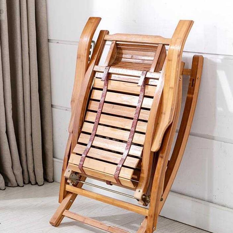 Brown Modern Rocker Chair Wood Reclining Rocking Chair with Tufted