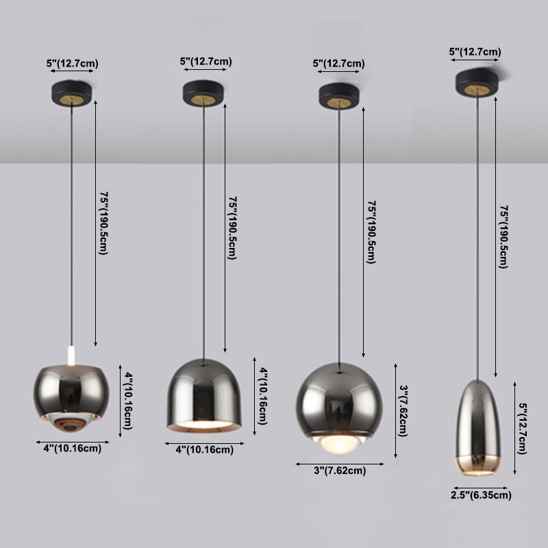 Nordic Geometric Pendant Light Aluminum Single Light Hanging Pendant for Bedroom