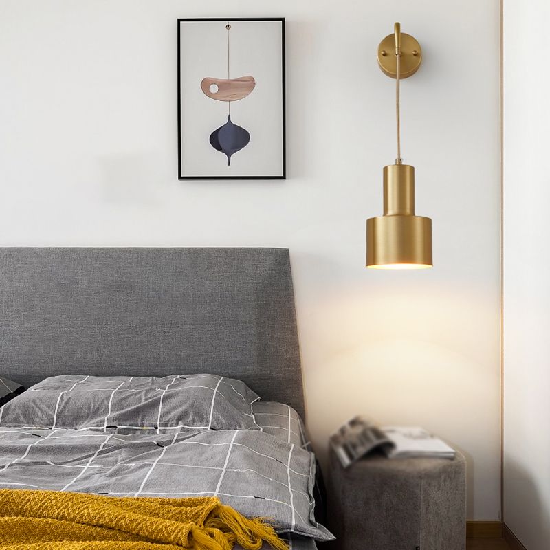 Metal Cylinder Sconce Light Fixture Modern 1-Light Wall Light