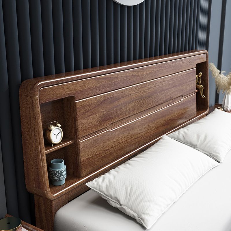 Scandinavian Solid Wood Storage with Headboard Rectangular Bed Frame