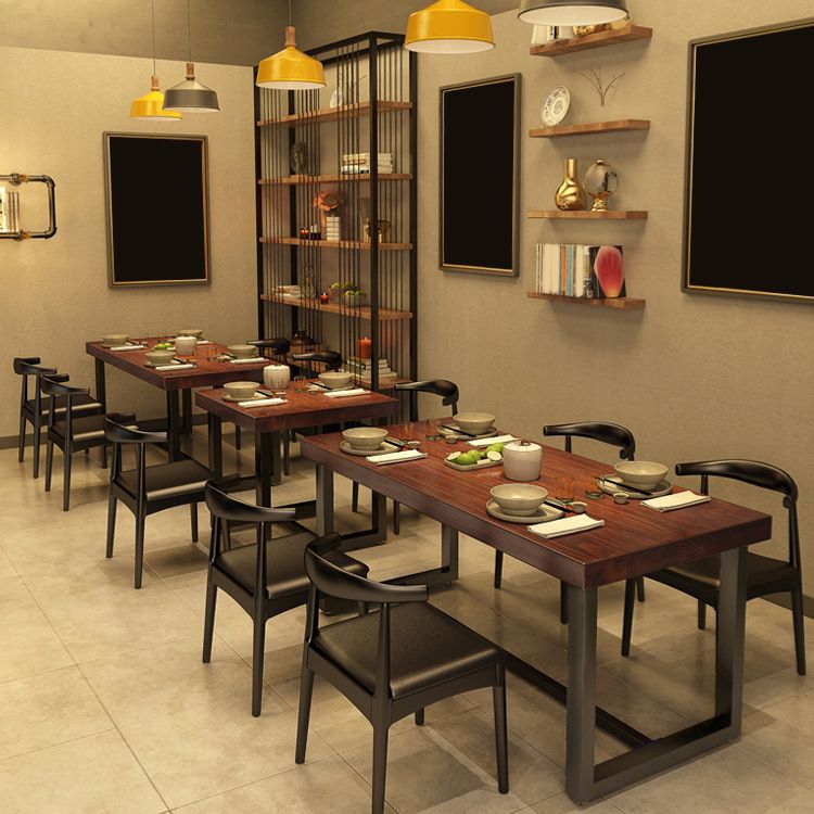 Industrial Wood Rectangle Table Set 1/2/5 Pieces Dining Set for Kitchen