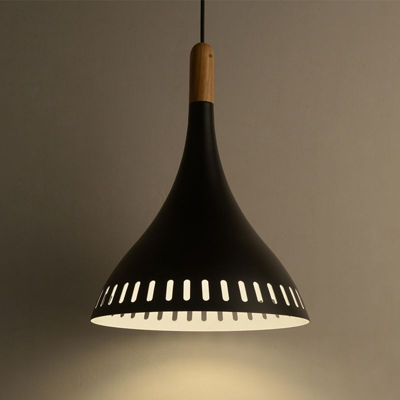 8"/12“ Wide Conical Metal Pendant Contemporary 1 Light Black Hanging Ceiling Light for Dining Room