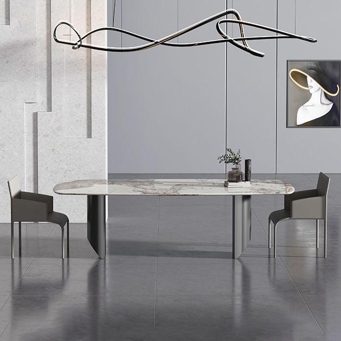 Designer Style 1/2/3 Pieces Dining Set Sintered Stone Dining Table with Leather Chairs