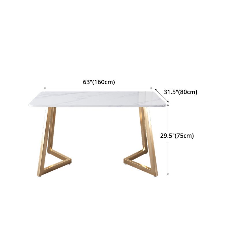 Glam Iron Dinette Set 1/2/5 Pieces Rectangle Dining Table Set with White Sintered Stone