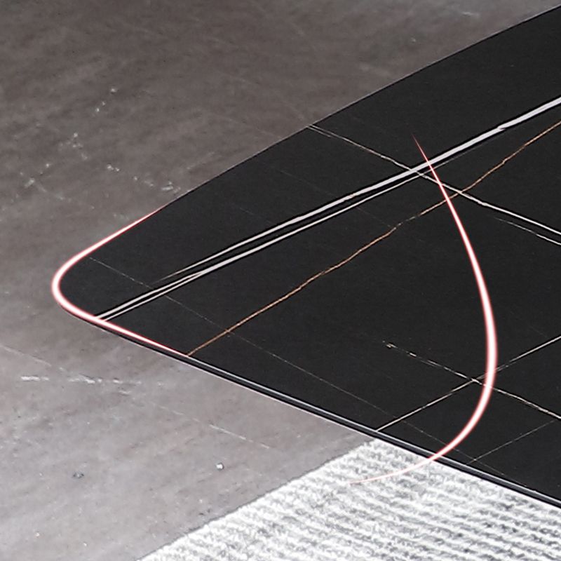 Black Stone Top Dining Table Modern Metal Pedestal Casual Dining Table