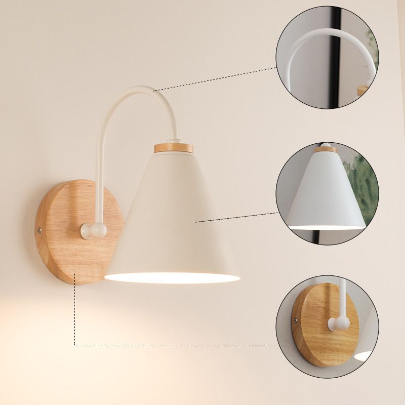 Industrial Wall Lamp Cone Shade Metal 1 Light Sconces for Bedroom