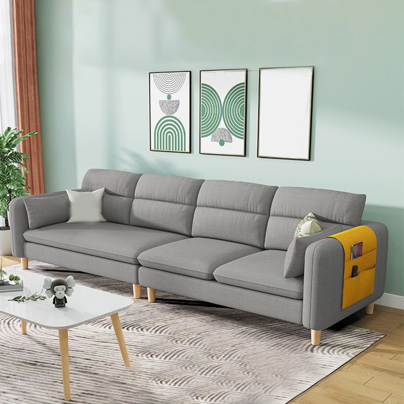 4-Seater Square Arm Sofa 92.1"/106.3" Wide Cushions Extra Long Slipcovered Sofa