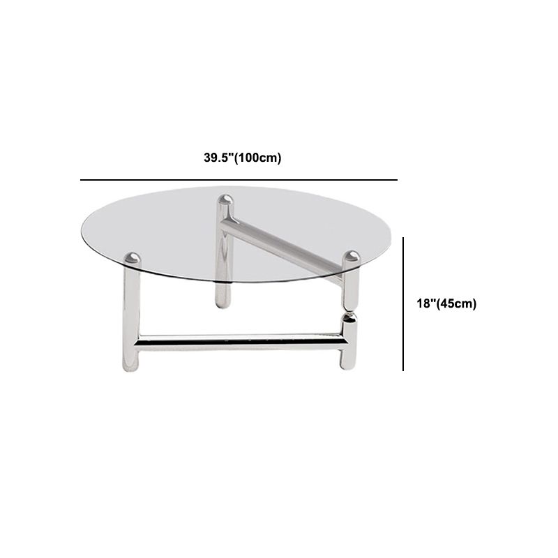 Modern Style Transparent Glass Table with Metal Base Coffee Table