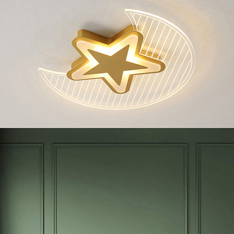 Crescent und Star LED Flush Light Nordic Acryl Schlafzimmer Deckenmontierte Leuchte