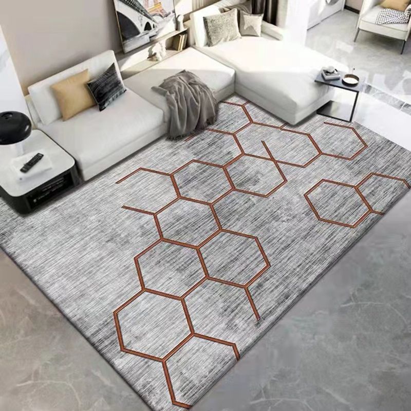 Dark Gray Modern Rug Polyester Geometric Scheme Rug Washable Rug for Drawing Room