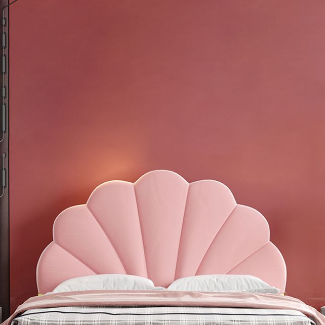 shell Suede Upholstered Headboard ,47 inch High Metal Panel Bed