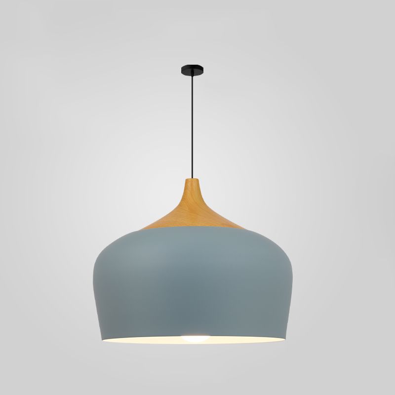 Bowl Shape Hanging Lighting Modern Macaron Style Metal 1-Light Pendant Lamp for Restaurant