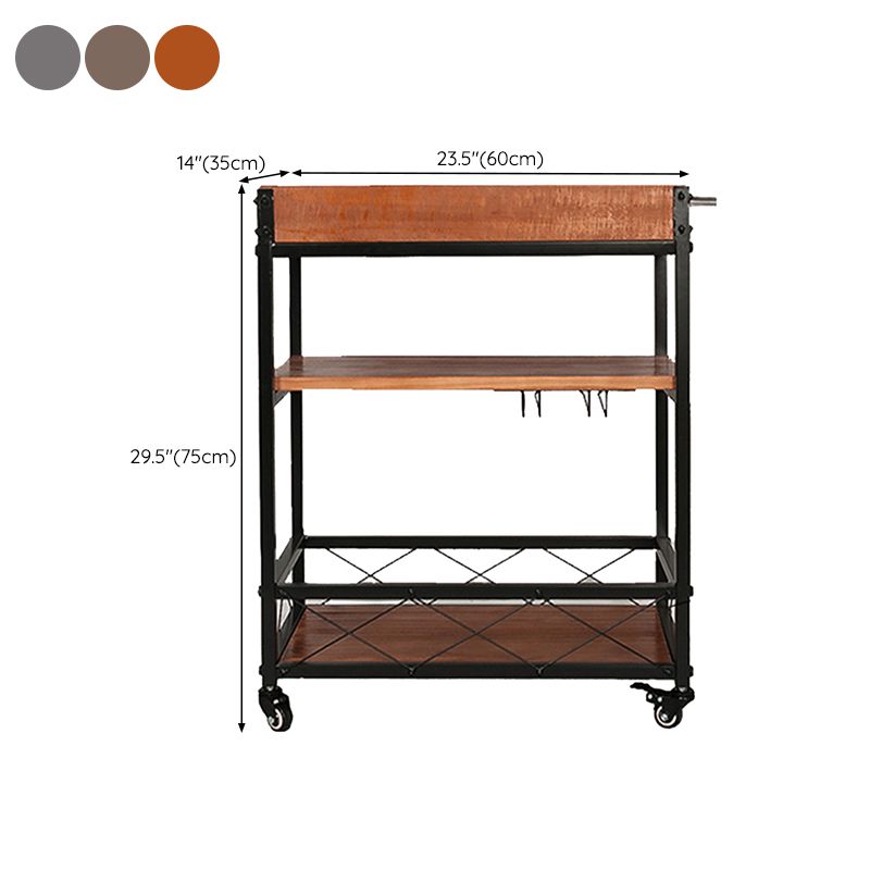 Contemporary Rolling Kitchen Cart Wood Rectangular Kitchen Cart for Dining Room