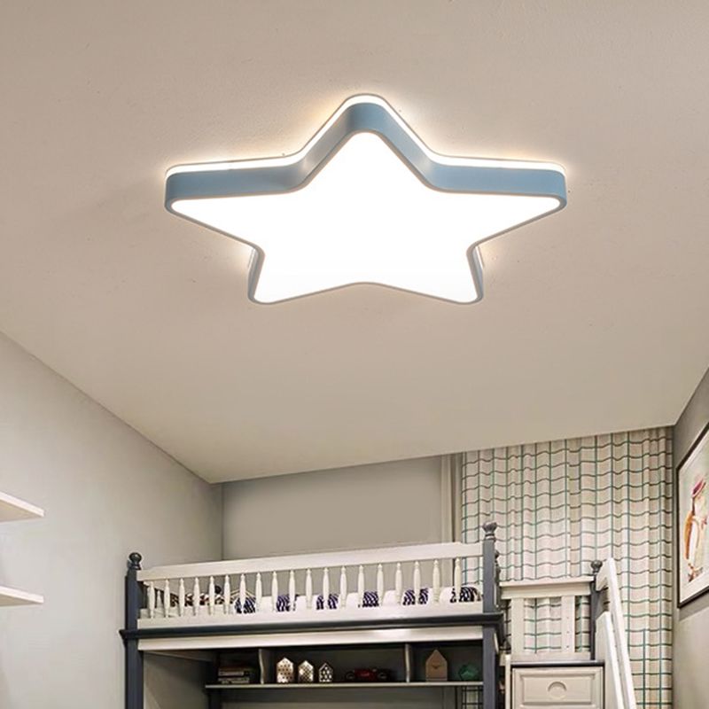 Acrylique Star LED Ceiling Light in Modern Concise Style Wrought Iron Macaron Flush Mount for Bedroom