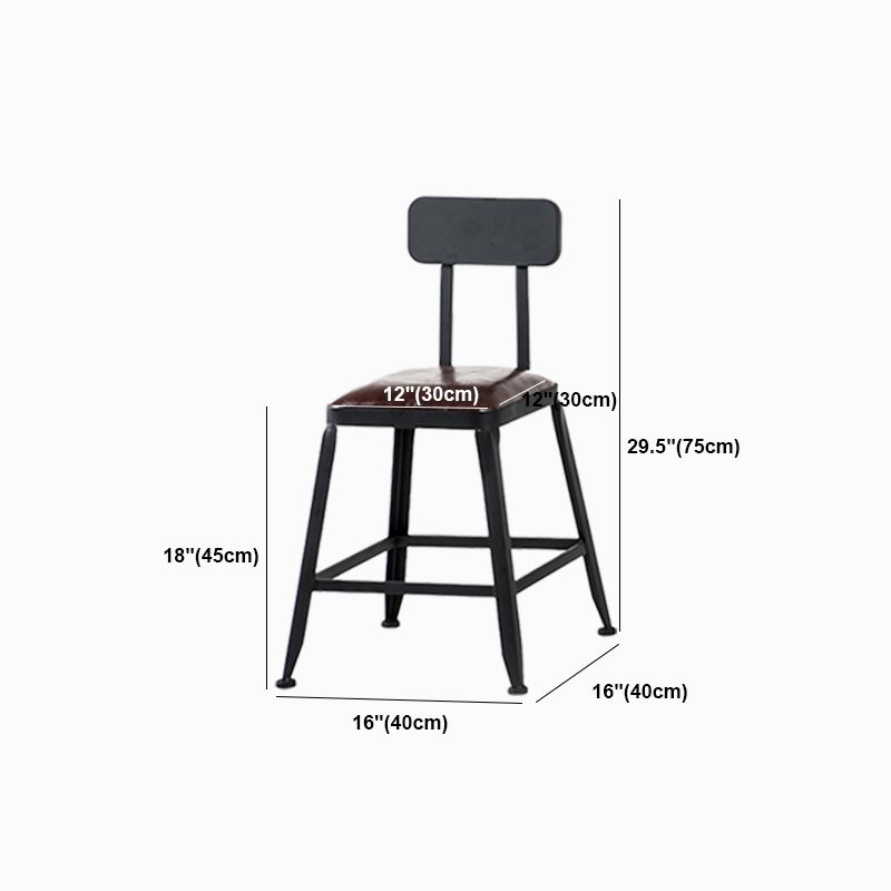 Industrial Metal Stool Faux Leather Cushion Footrest Stool for Bar
