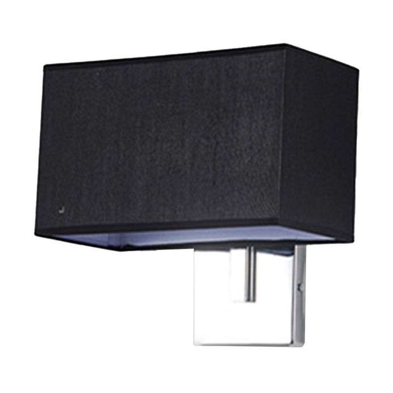 Minimalist Rectangle Wall Mounted Lamp Fabric 1 Bulb Living Room Sconce Light in Black/White/Beige