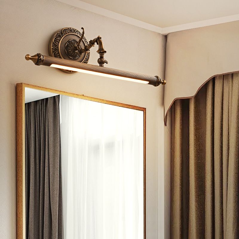 Mid Century Linear Wall Sconces Brass Vanity Lighting for Bathroom