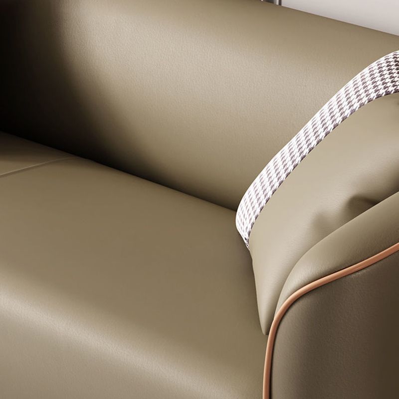 Contemporary Faux Leather Sofa with Single Cushion Seat 3-Seat Tuxedo Arm Sofa