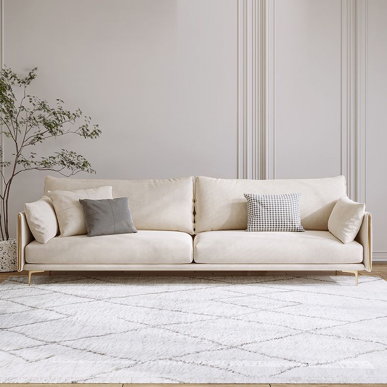 Contemporary Square Arm Settee Couch with Pillows in Beige for 1/2/3/4people