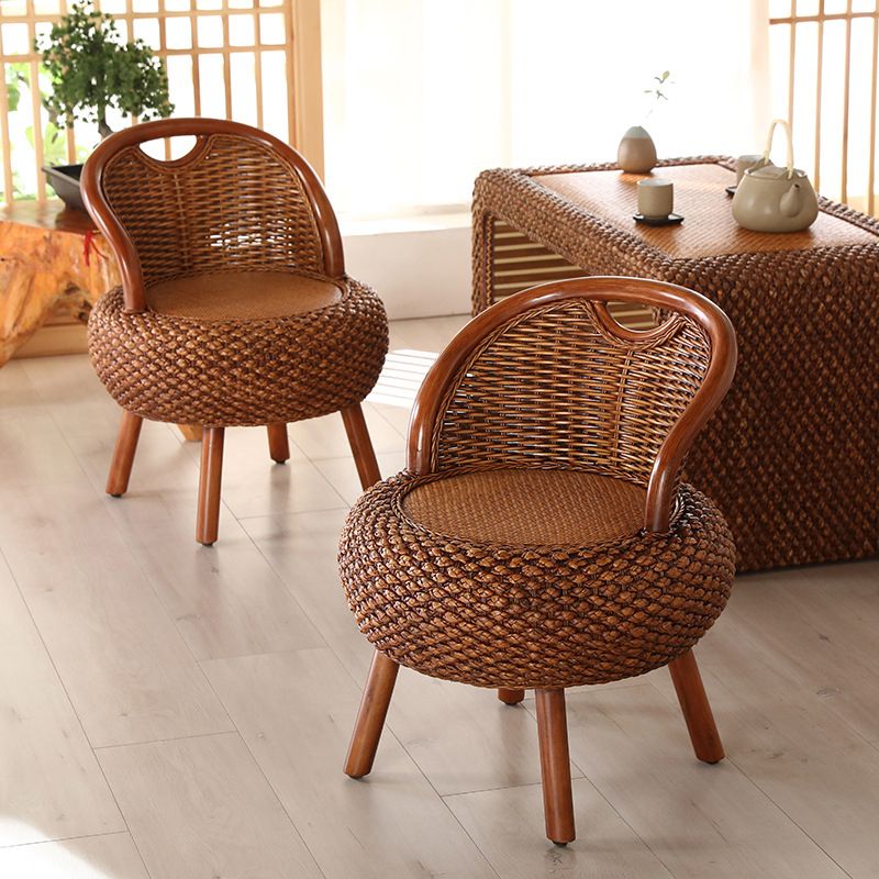 Rattan Armless Chair 19.68" L x 19.68" W Basic Four Leg Chair for Living Room