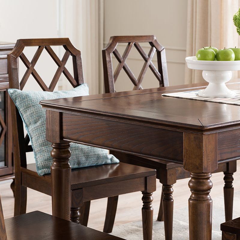 Mesa de comedor medieval de madera de fresno para restaurante, mesa rectangular con 4 patas